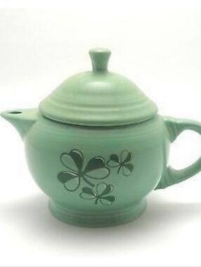FiestaWare Homer Laughlon Teapot Small Sea Mist Color Shamrock  Motif 2 Cups